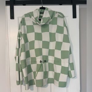 LuLaRoe Women’s Green & White Checkered Cowl Neck Top w/ Drawstring Waist